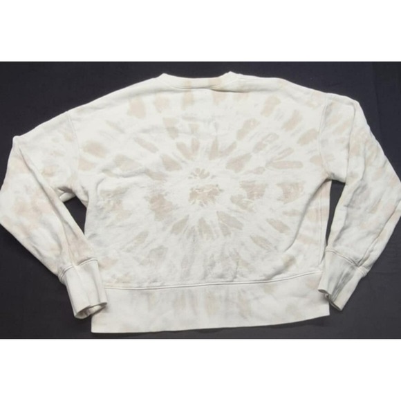 Madewell women's beige/white tie dye crewneck crop sweatshirt sz. L 100% cotton - Picture 8 of 12